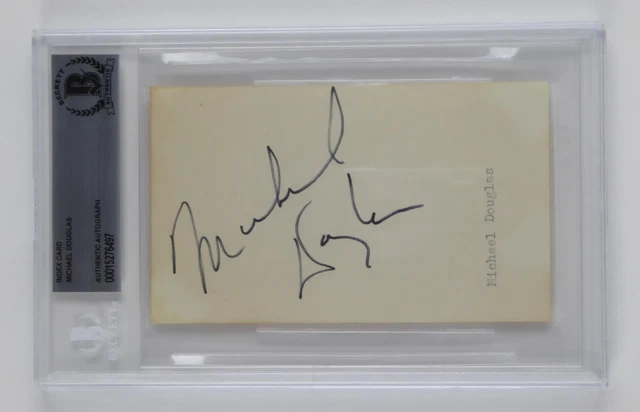 Michael Douglas Signed Autographed Slabbed 3x5 Index Card Actor Beckett COA