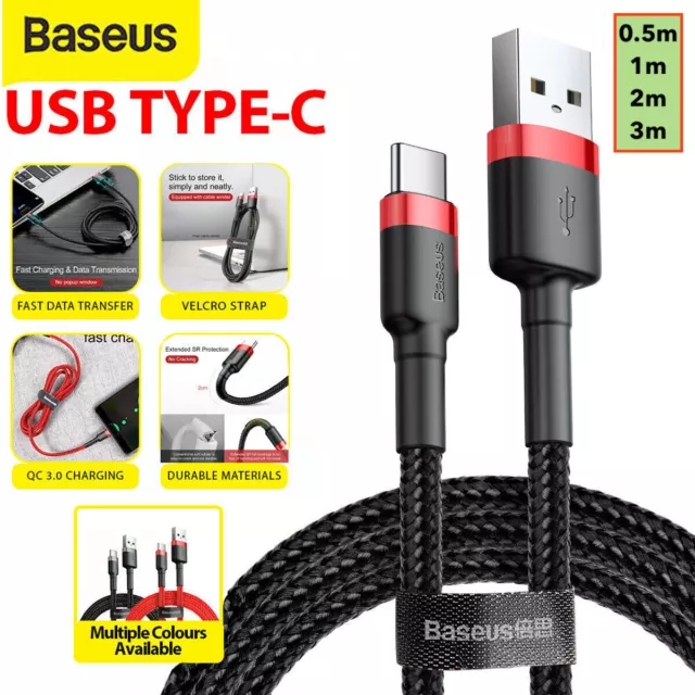 Baseus USB A to Type C Charger Cable 3A Fast Charging Data Cord Samsung iPhone15