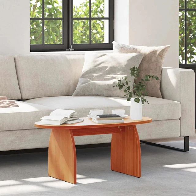Table basse rectangulaire bois et pin massif blanc brossé Blush