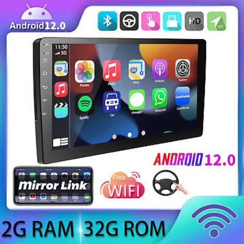 10.1'' Android 12 Car Radio GPS WIFI BT Carplay Touch Screen Stereo Double 2 Din