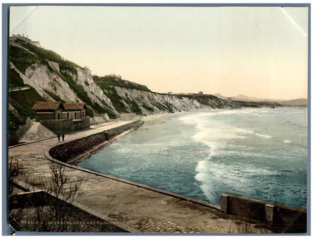 Pyrenees. Biarritz. The Basque Coast.  Vintage PC Photochromy Photochromy