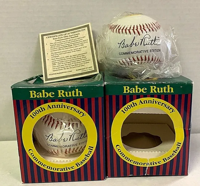 Babe Ruth 100th Anniversary Commemorative Baseball Lot of 2 NIB