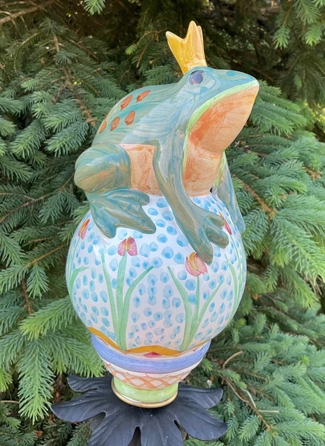 Mackenzie Childs Large Frog on a Ball CERAMIC GARDEN BALL ~Brand NEW~ RETIRED 🌺