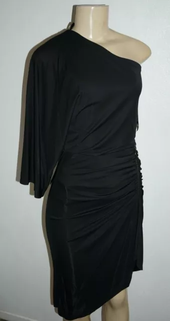 Nwt Bcbg Maxazria Black One Shoulder Asymmetrical Doleman Sleeve Dress Size Xxs