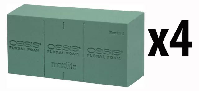 4 x Oasis Ideal Floral Foam Brick For Fresh Flowers Displays and Arrangements