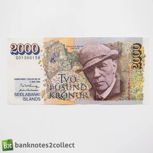 ICELAND: 1 x 2,000 Icelandic Krone Banknote.