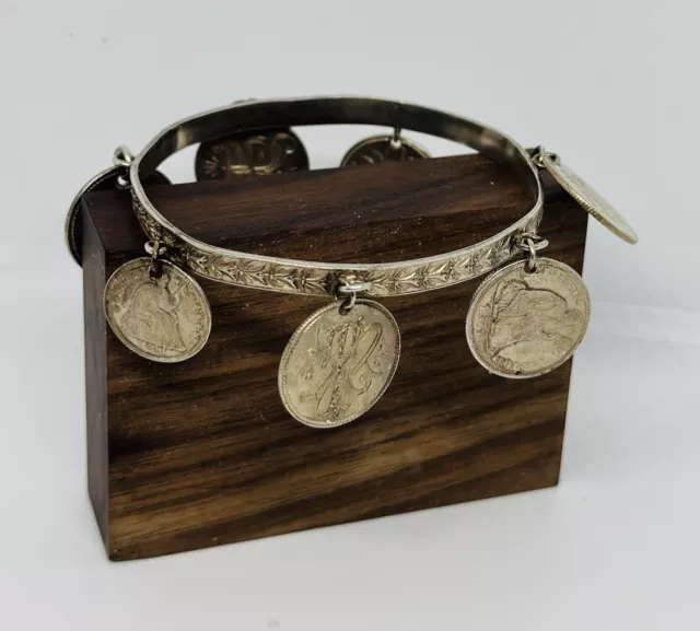 Richard W. Bell Victorian Love Token Bracelet US Coins - C.1876