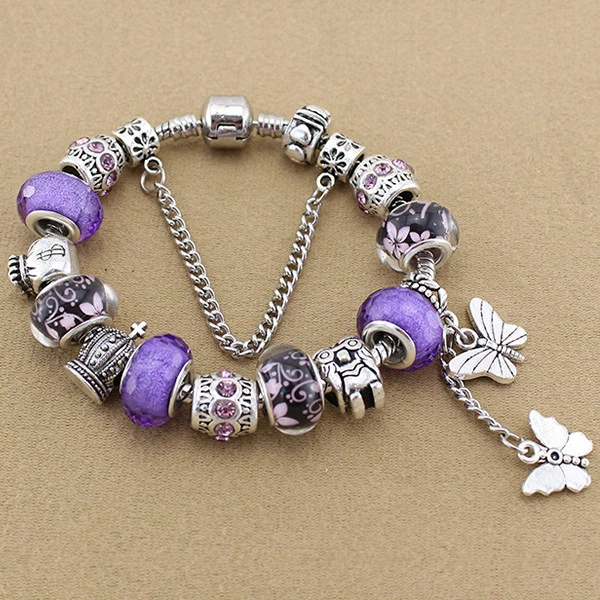 CHARMS + CIONDOLI + CATENINA SICUREZZA DONNA BRACELET BRACCIALE METALLO gh