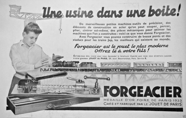 Boîte De Jeu FORGEACIER JEP 1934 Vide - Établi En Tôle Vintage - Occasion Rétro