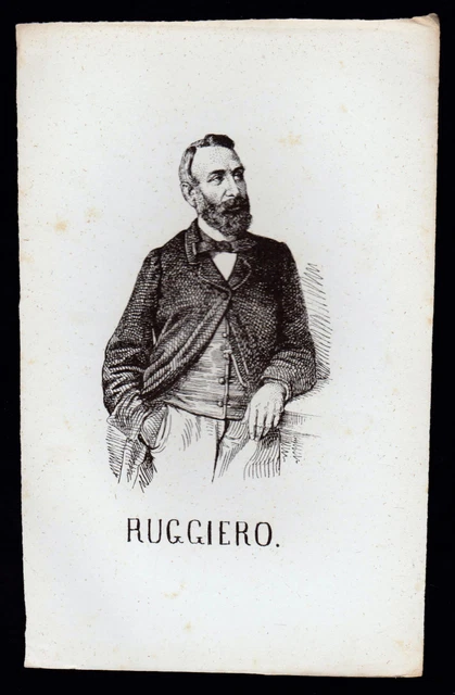 Mariano Ruggiero Incisione Xilografia '800 Politico Deputato Regno D' Italia