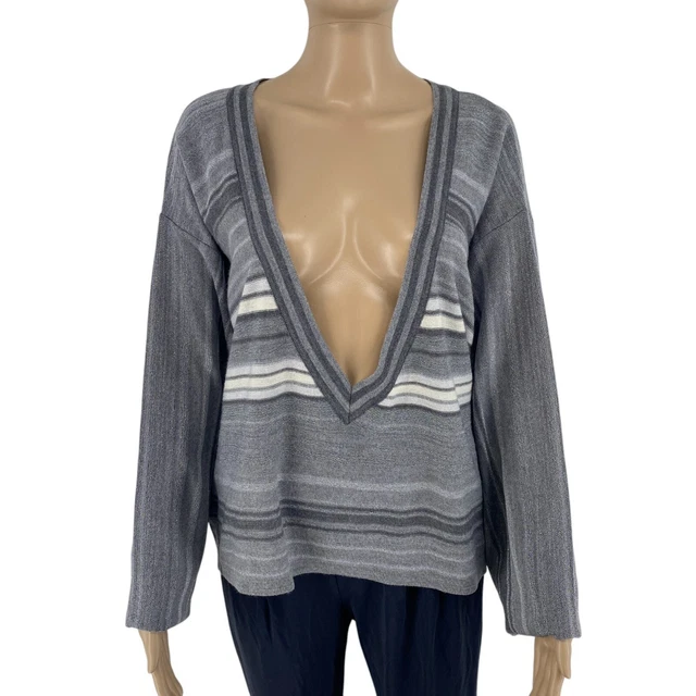 Gilet maille long gris neuf Talia Benson taille unique avec
