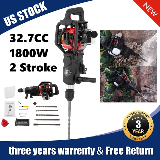 32.6cc 2 Stroke Gas Powered Demolition Jack Hammer Concrete Breaker Punch Drill