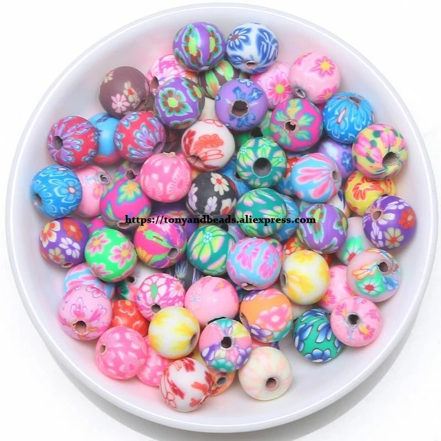 100pcs Polymer Clay Ceramic Beads 6/8/10/12mm Spacer Loose Bead Jewelry Making