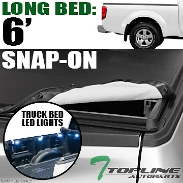 Topline For 2005-2021 Nissan Frontier 6' Bed Hidden Snap Tonneau Cover+LED Light