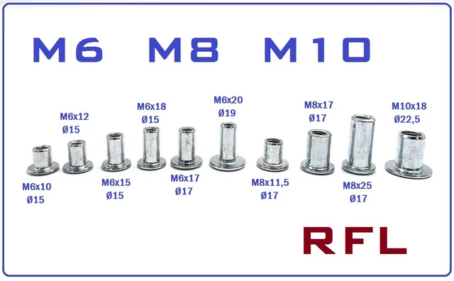 RUNDMUTTER RFL STAHL verzinkt Hülsenmutter M6 M8 M10 verschiedene ...