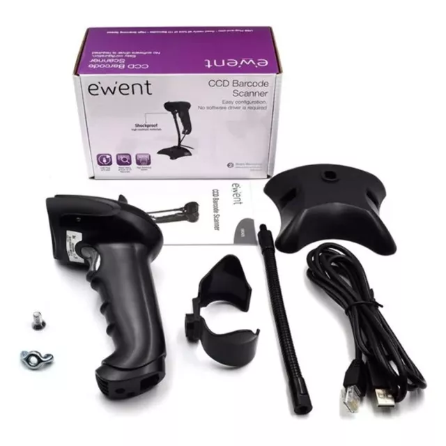 Ewent EW3420 - Barcode Scanner - Accepts 500 Manual and Automatic Readings per S