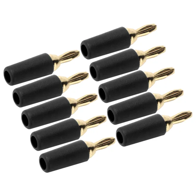 10Pcs Banana Plug 2.5mm Gold Plated Brass Solder Type Male Connector Set Black
