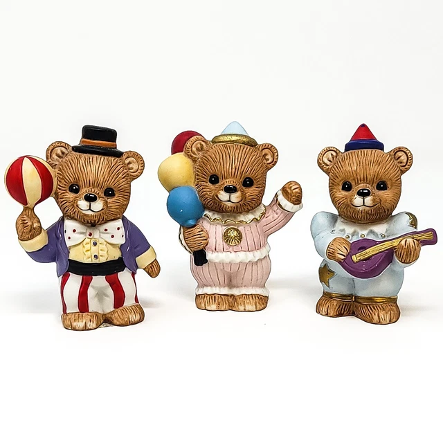 Vintage HOMCO Circus Clown Bear Porcelain Figurines Lot of 3 #1449