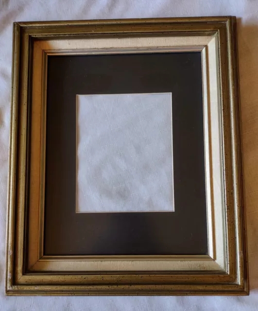 Large  Gold Wood Picture Frame With Glass And Mat, 18.5 x 15.5