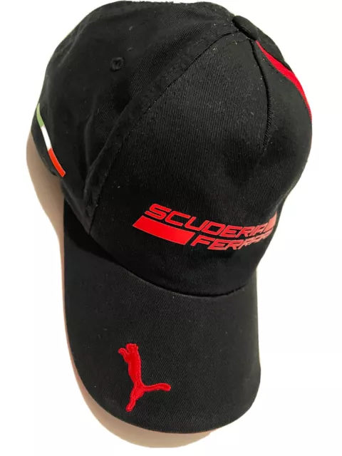 Puma FERRARI RACE RIDER CAP Scuderia Formula F1 Hat BLACK Bungee Back ADULT
