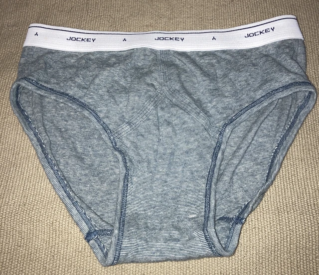 Jockey Vintage Classic Full Rise Brief Stripe Y-Front Fly Men’s 38 L XL Gray