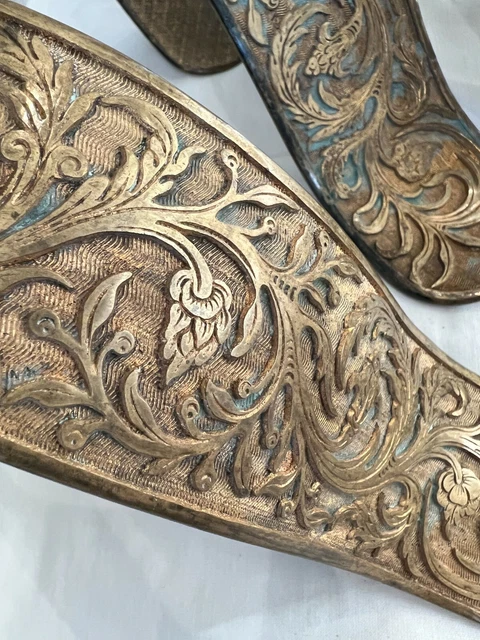 Antique French 4 Piece Curtain Drape Tieback Brackets Gold Gilt Brass Bronze 7