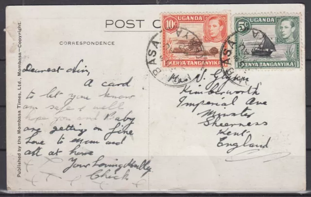 Ly19617/ British Kenya Uganda Tanganyika – Sg # 132+134 On Postcard