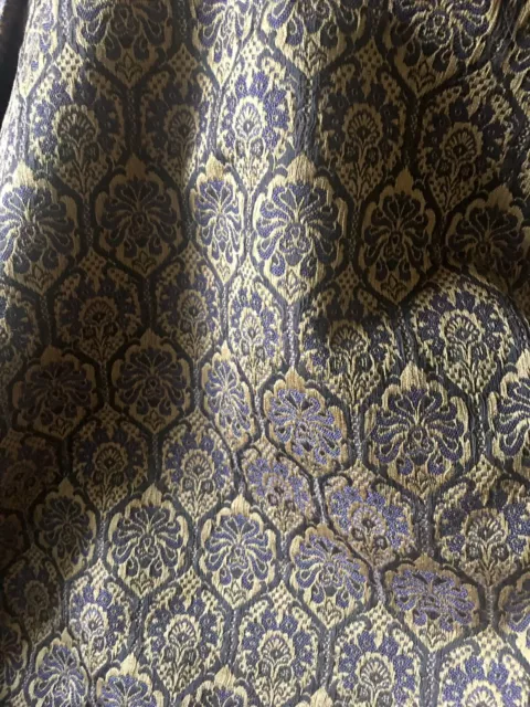 Antique French Floral Shell Silk Brocade Jacquard Damask Fabric ~ Purple Bronze