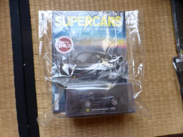 Supercars Heft 21 schwarzes Modellauto La Ferrari Aperta-2016 in 1:43,Druckguß
