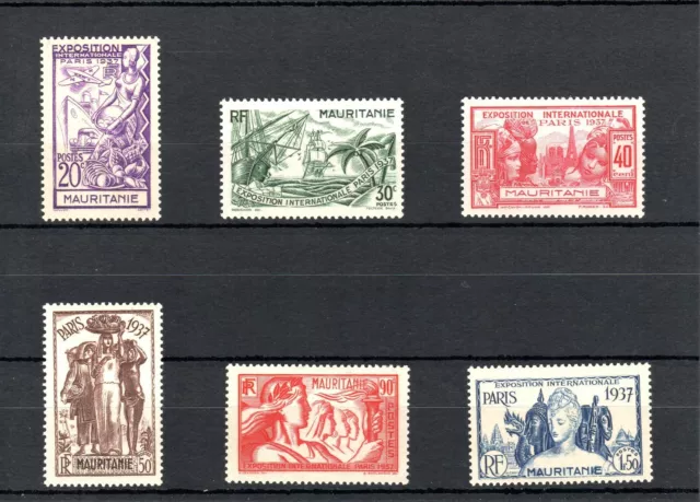 Timbre Mauritanie France Colonie 1937 N°66/71 Neuf* Mh