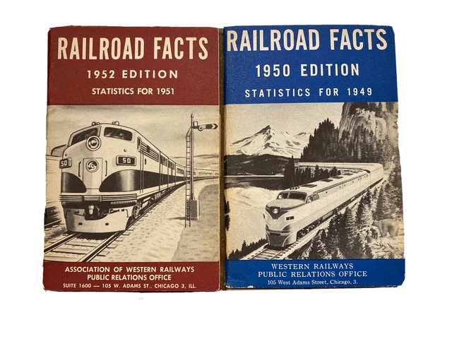 2 RAILROAD FACTS BOOKS 1950 EDITION with 1949 STATS/1952 EDITION with 1951 STATS