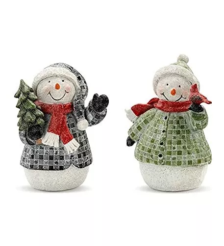 Napco - Plaid Snowman Pair w/Tree & Cardinal