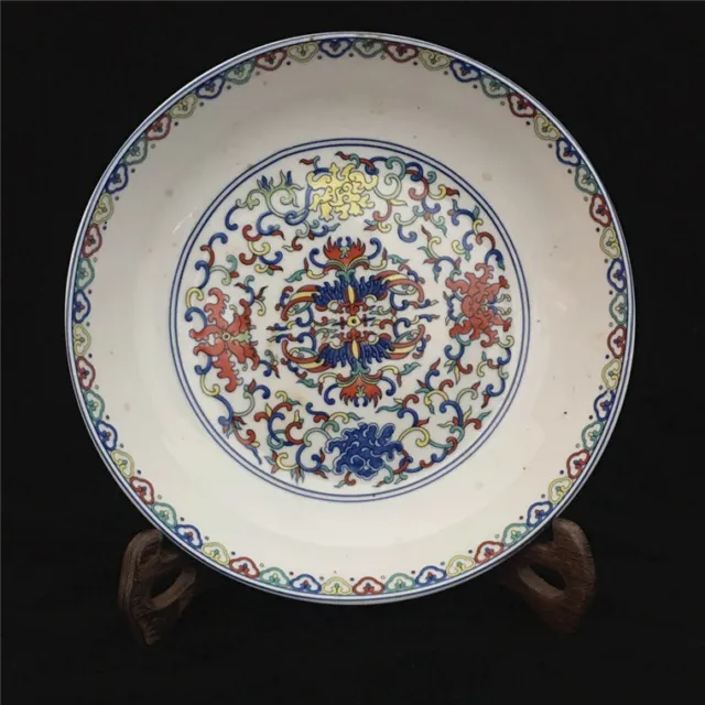 7.9" Collect Chinese Qing Five Colours Porcelain Eight Treasures Plate