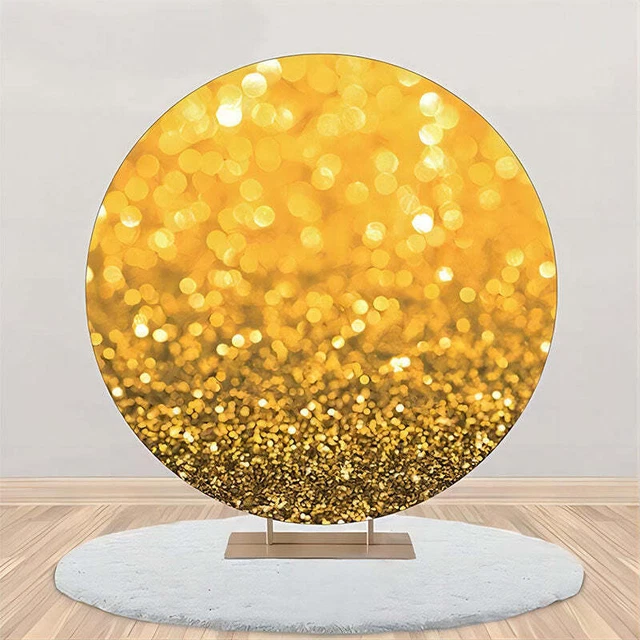 Gold Glitter Bokeh Round Birthday Party Backdrop