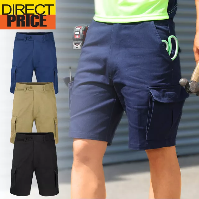 Mens Cargo Work Shorts Cotton Drill Heavy Duty Tradie Multi Pockets