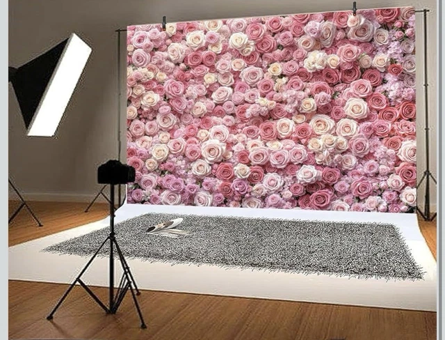 7 X 5 ft Pink Flower Wall Backdrop Floral Rose Floral Photography ...
