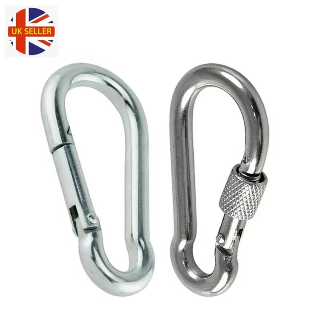 Carabiner Clips Hooks Heavy Duty Spring Snap Clip Gym Climbing Swing Screw Lock