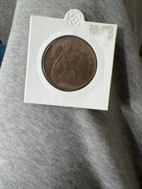 1929 Penny - George V British Bronze Coin - Superb