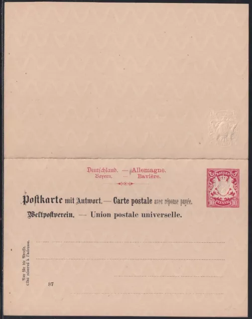 56010) Ganzsache Postkarte mit Antwort Mi.-Nr. P 24 /02 w Druckdatum "87" hoch