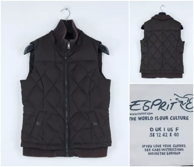 Womens Gilet Small Size UK 10 EU 36 Brown ESPRIT Padded Down Feather Vest