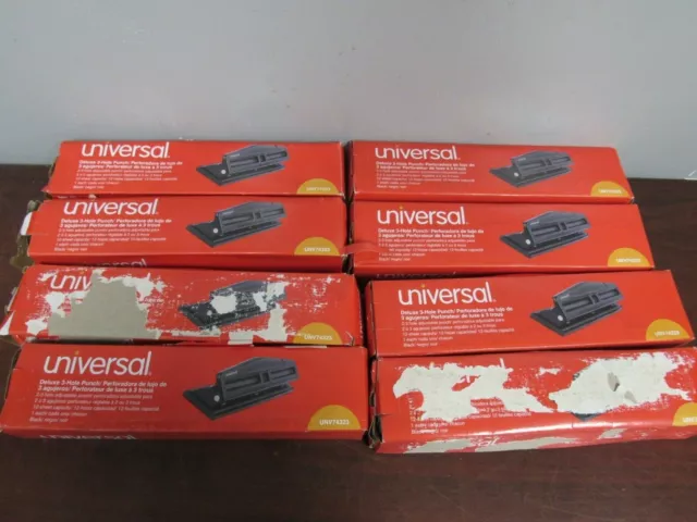 LOT OF 9 Universal Deluxe Black Adjustable 2-3 Hole 12 Sheet 3 Hole Punch [13C]
