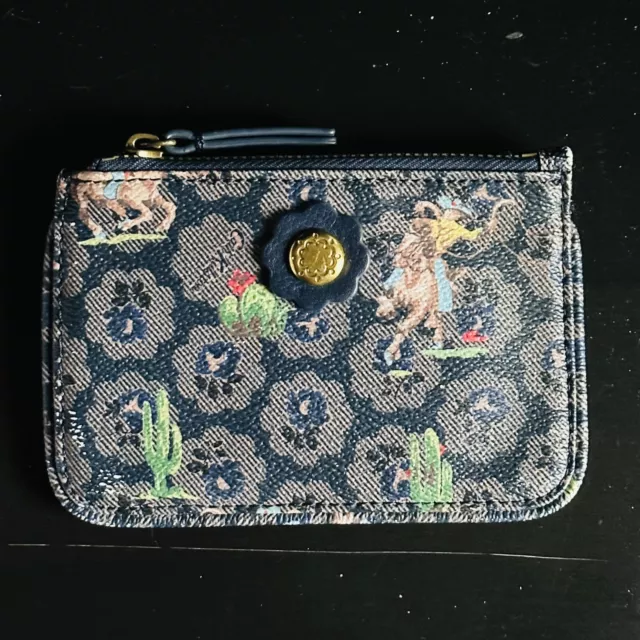 Cath Kidston London The Freston Rose Cowboy Mini Wallet Navy Blue