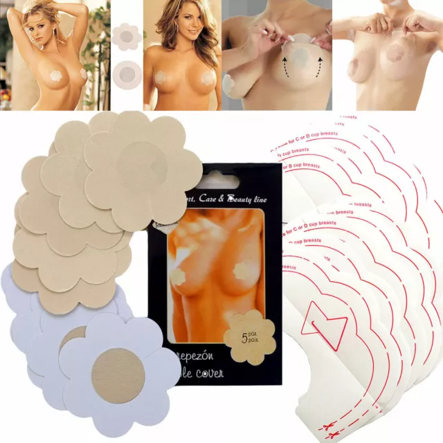 10 pcs Instant Breast Tit Lift Boob Nipple Satin Cover Invisible Adhesive Tape