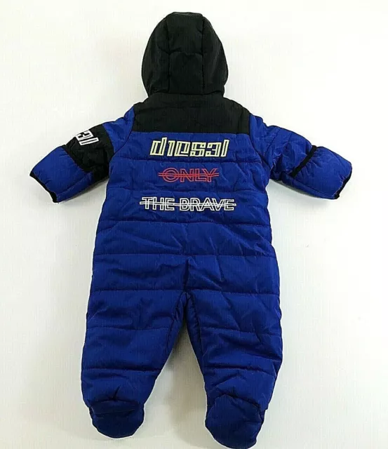 Diesel Pram Boys 3-6 Months Infant Snowsuit Blue Black Fleece Lined Brave NWT 2