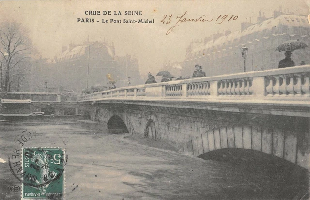 Cpa 75 Paris La Crue De La Seine 1910 Le Pont Saint Michel