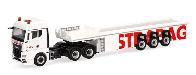 Camion 6x4 TGX MAN Wasel avec semi 3 essieux plateau avec chargement avec une échelle de 1/87 conçu par HERPA sur Camion 6x4 TGX MAN Wasel avec semi 3 essieux plateau avec chargement avec une échelle de 1/87 conçu par HERPA sur