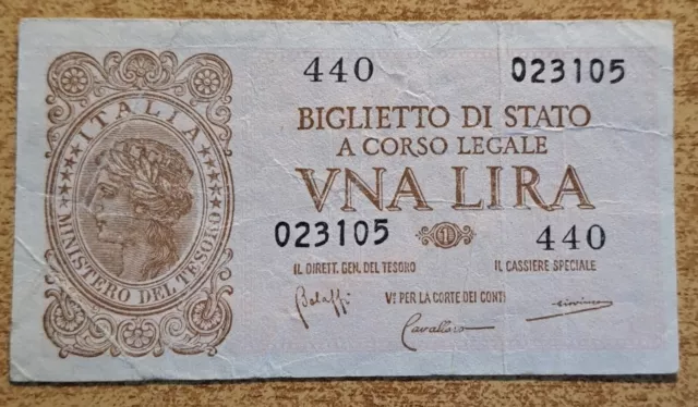 Banconota Una Lira 1944