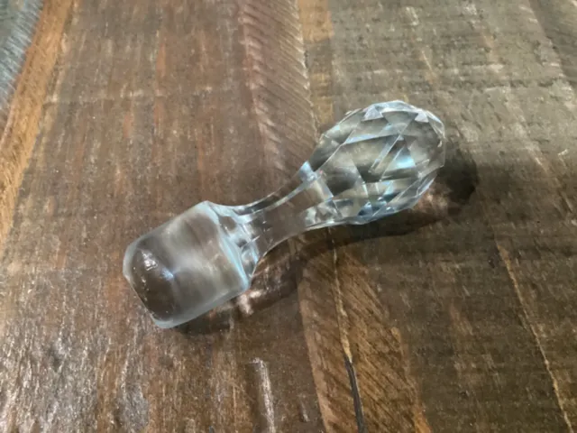 Vintage 4” Clear Glass Crystal Faceted Bottle Stopper Wine Decanter
