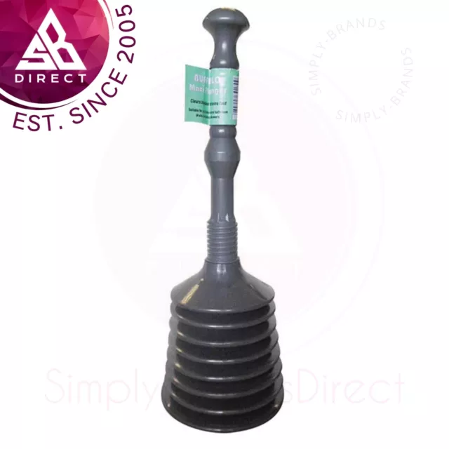 Buffalo Maxi Concertina Plastic Plunger for Bath & Shower│Easy To Use and Clean