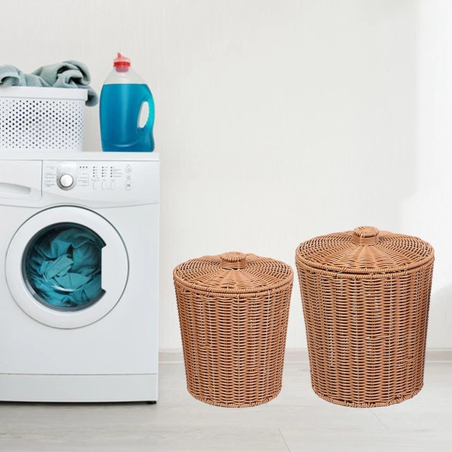 Cesta de almacenamiento tejida papelera de reciclaje para textiles para el hogar, inodoro,